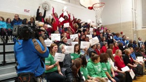 Rally for the Budget! Supporters packed the Luther Jackson Middle School Gym on Jan. 9.